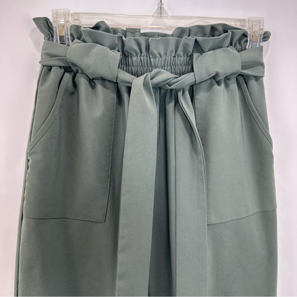 Grace Karin Sage Green Paperbag Waist Cropped Pants - Picture 9 of 9